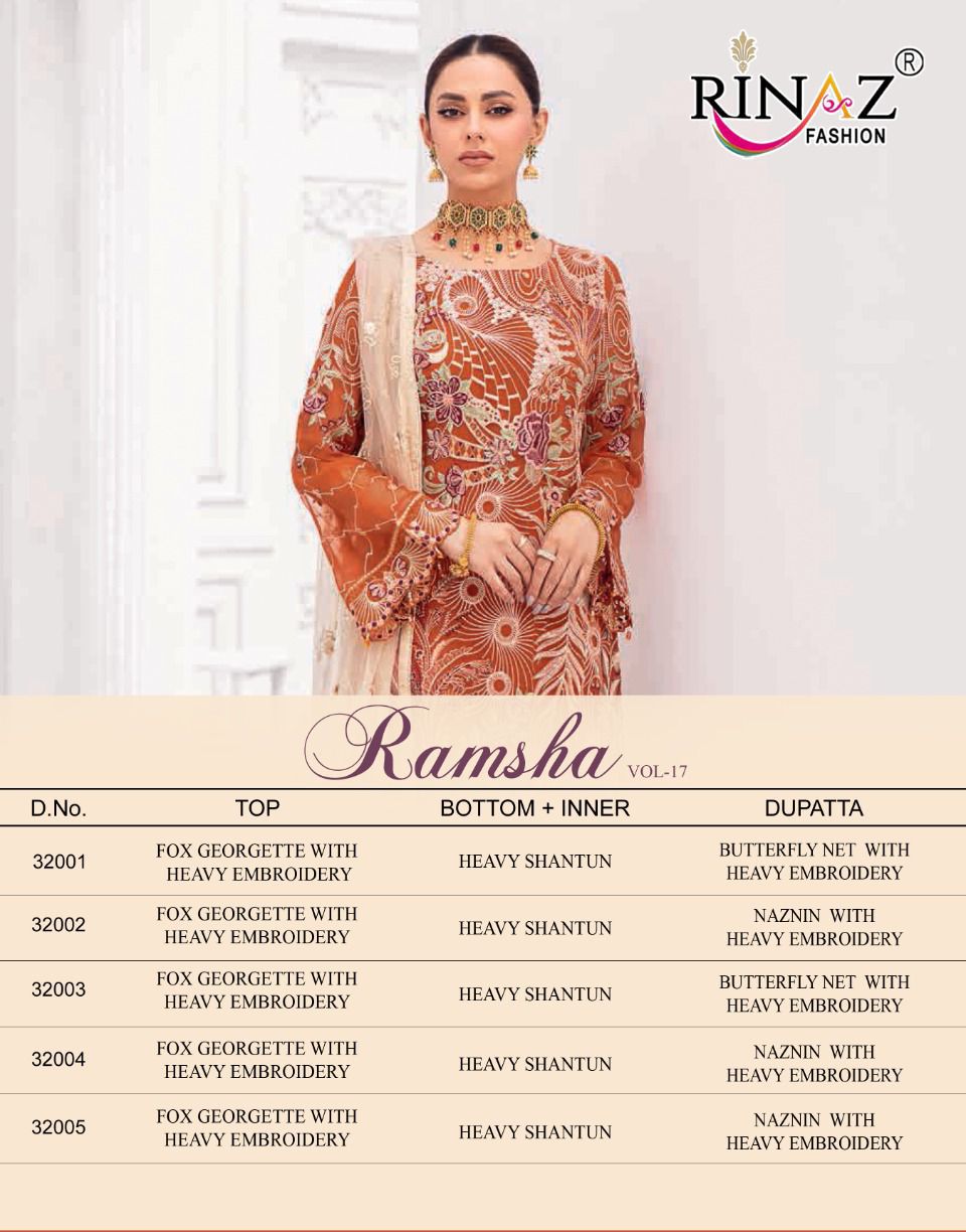 Rinaz Ramsha 17 Premium Fancy Latest Festive Wear Pakistani Salwar Suits Collection